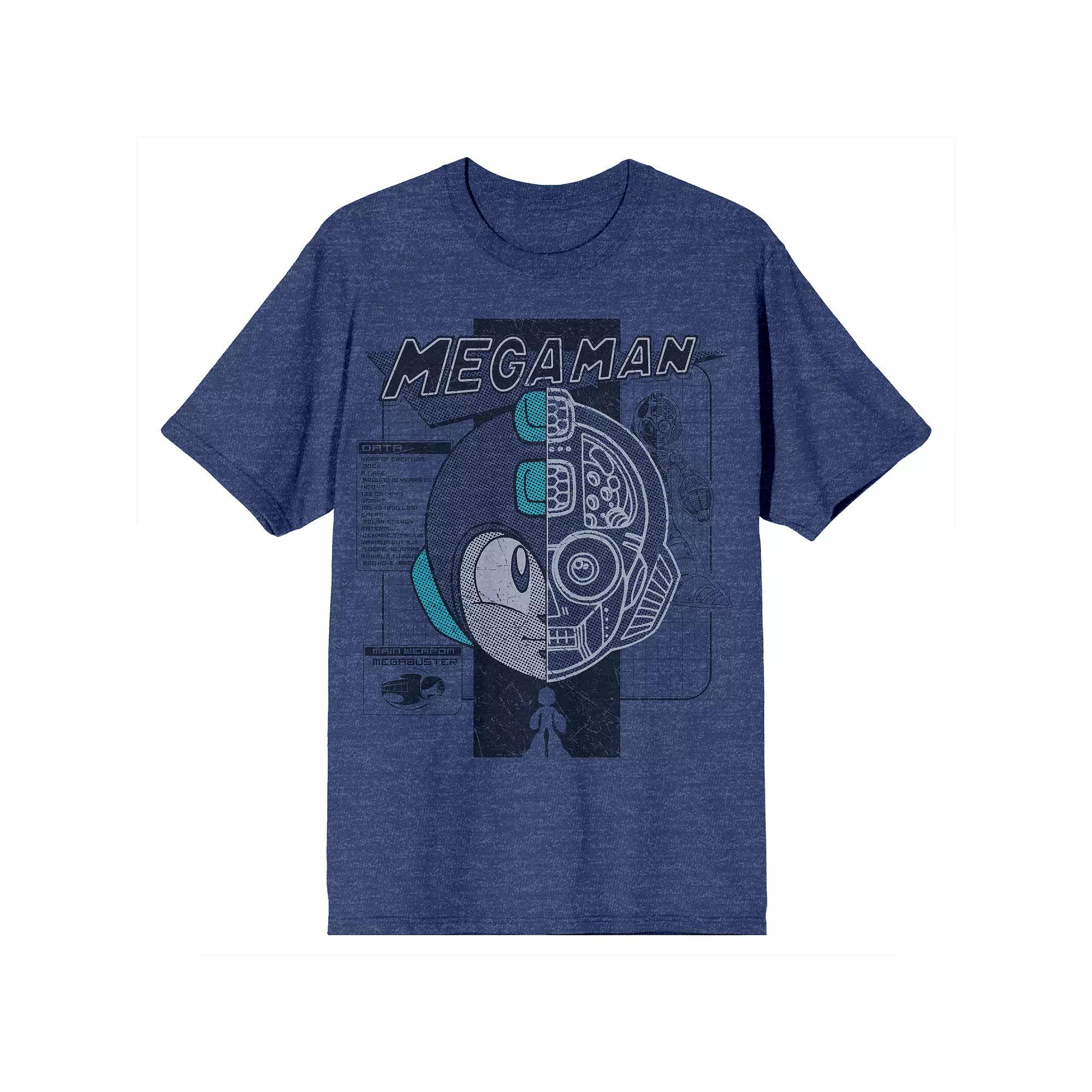 Men's Mega Man Face Tee, Size: Large, Blue Product Image