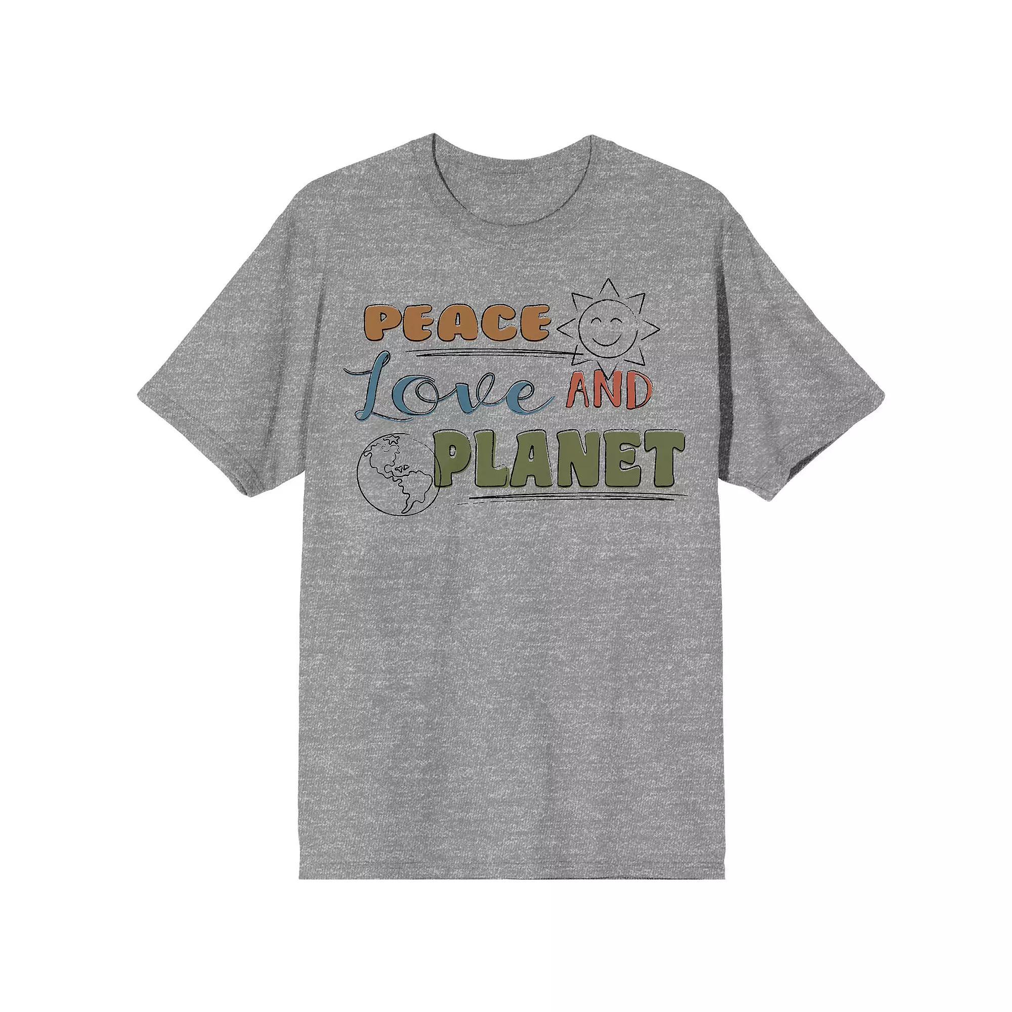 Men's Positive Vibes Peace Love Tee, Size: Large, Gray Product Image