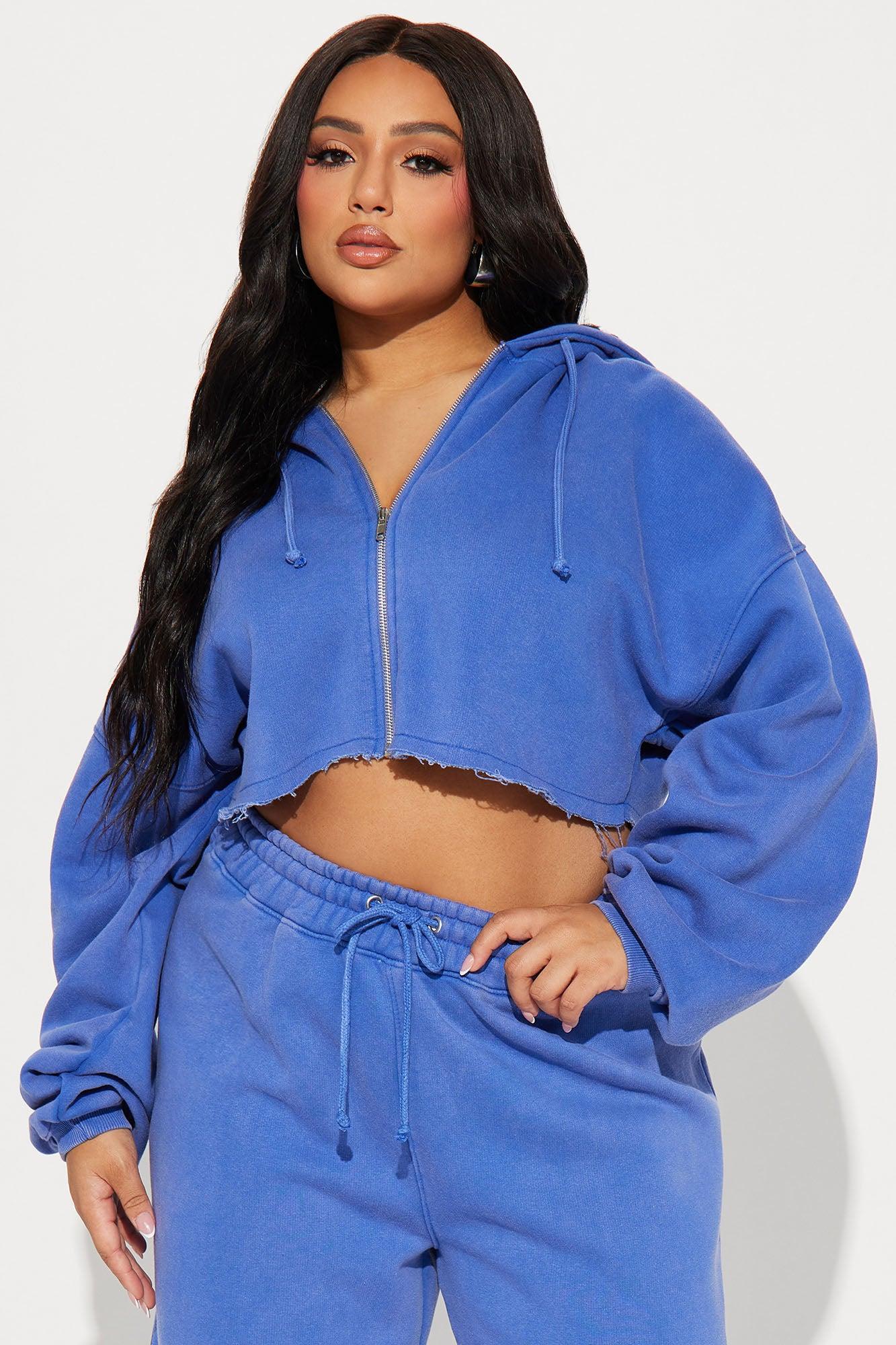 On The Go Fleece Pant Set - Blue Product Image