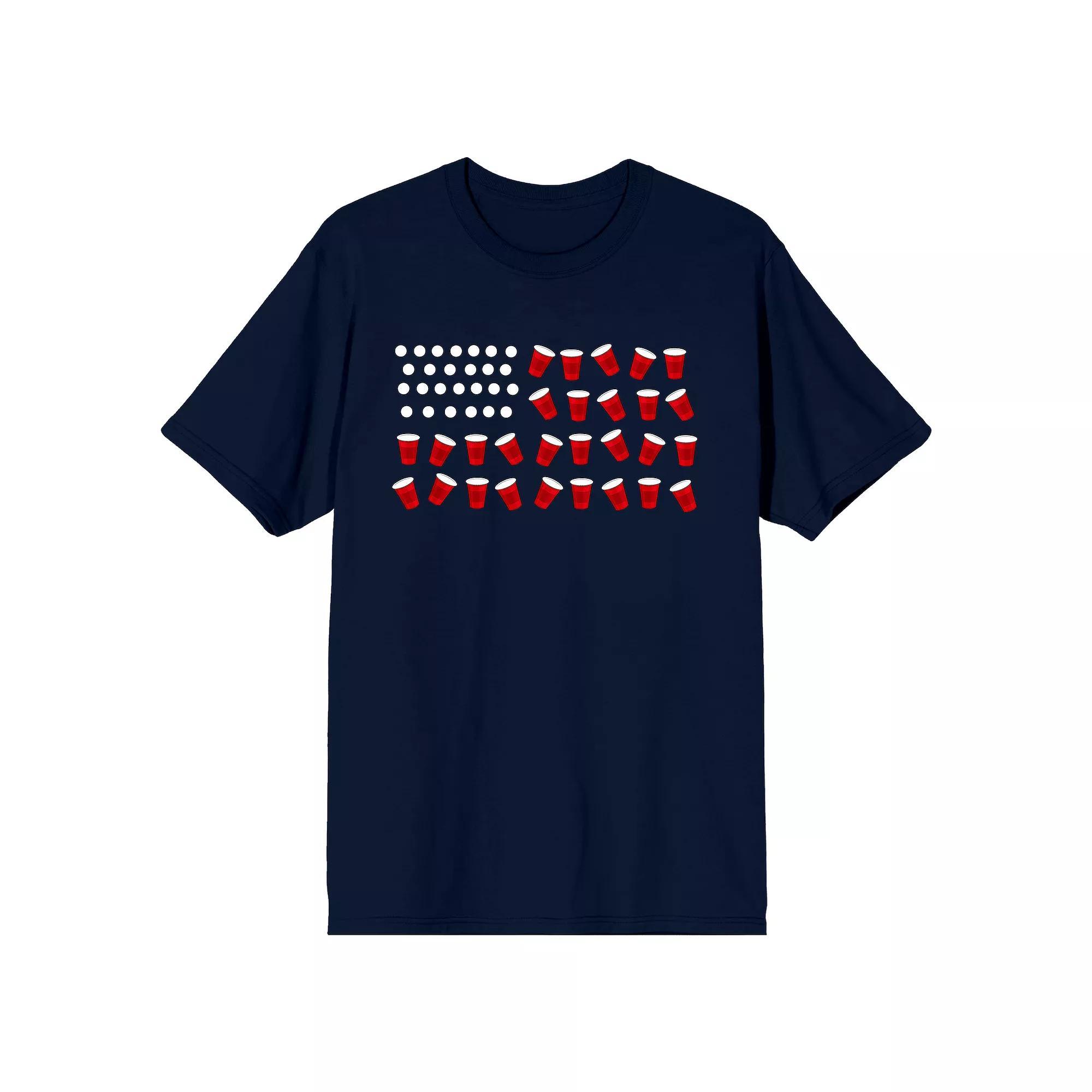 Men's Beer Pong Flag Graphic Tee, Size: XL, Blue Product Image