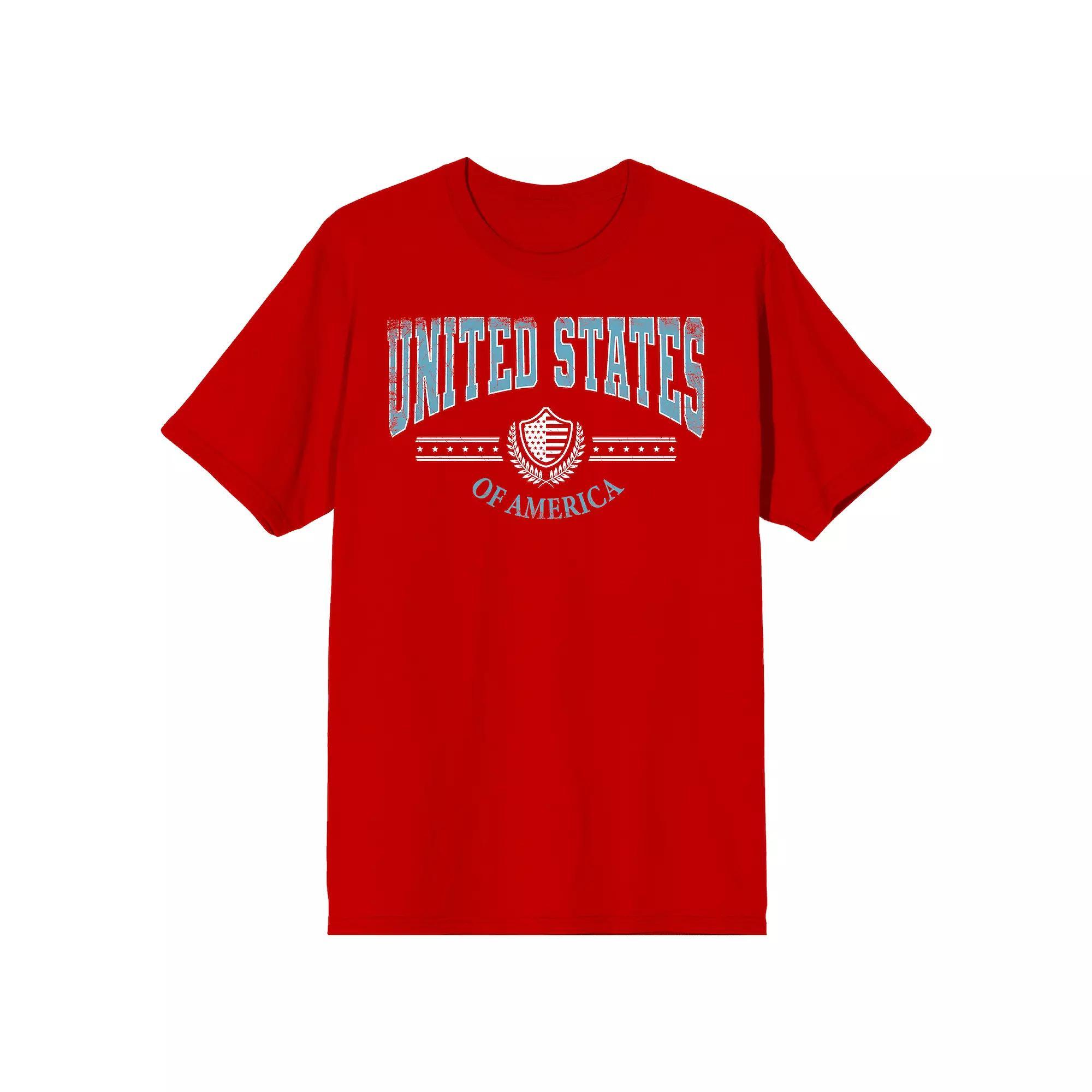 Men's American USA Crest Graphic Tee, Size: Small, Red Product Image