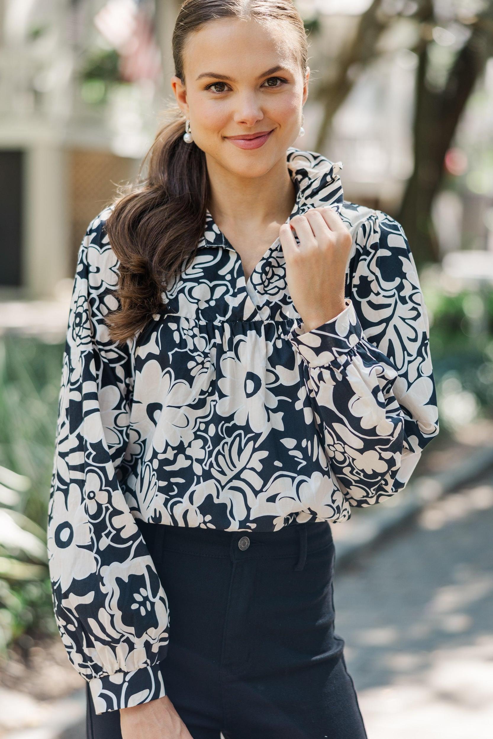 Always With Love Black Floral Blouse Female Product Image