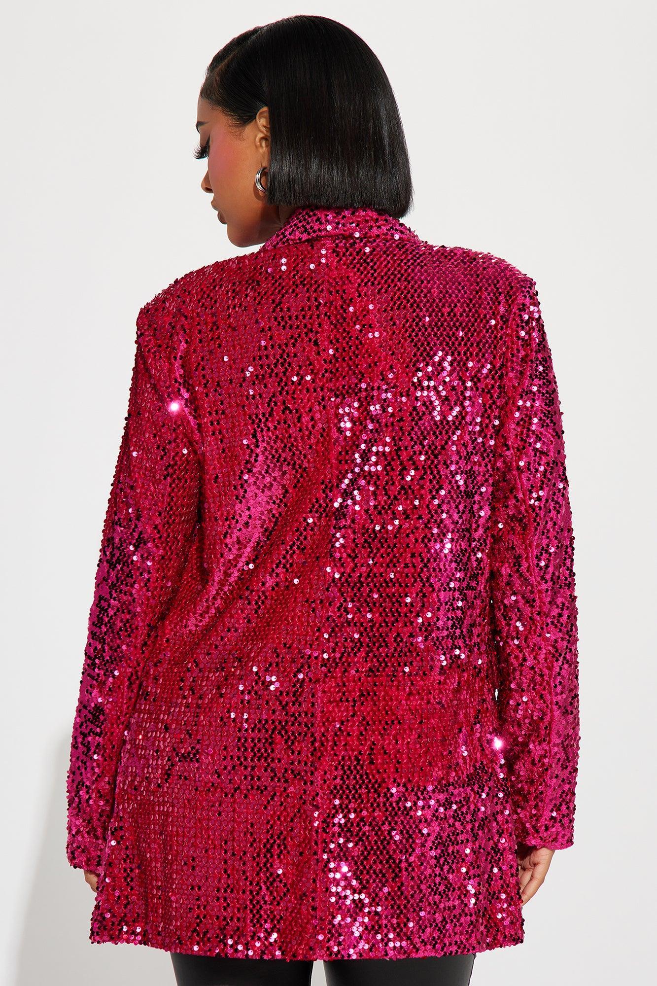 Violet Sequin Blazer - Fuchsia Product Image
