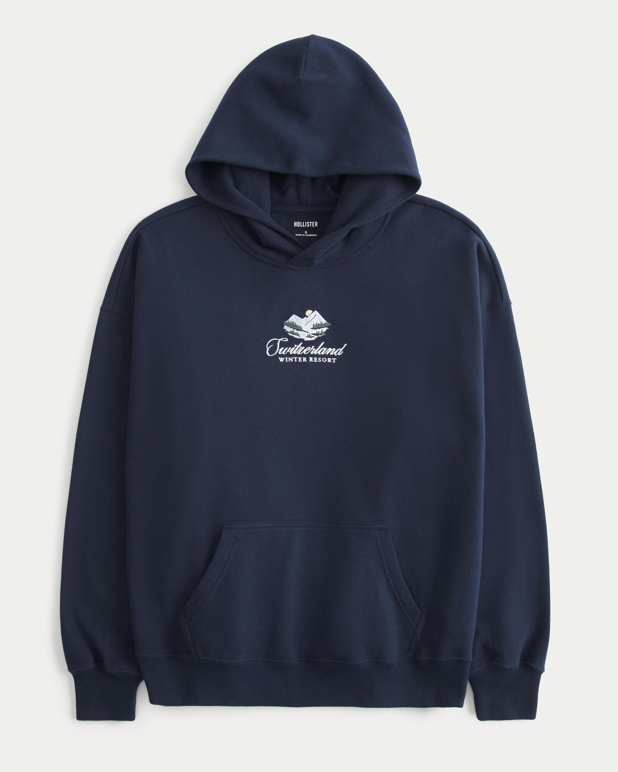 Hollister Feel Good Fleece Switzerland Graphic Oversized Hoodie Product Image