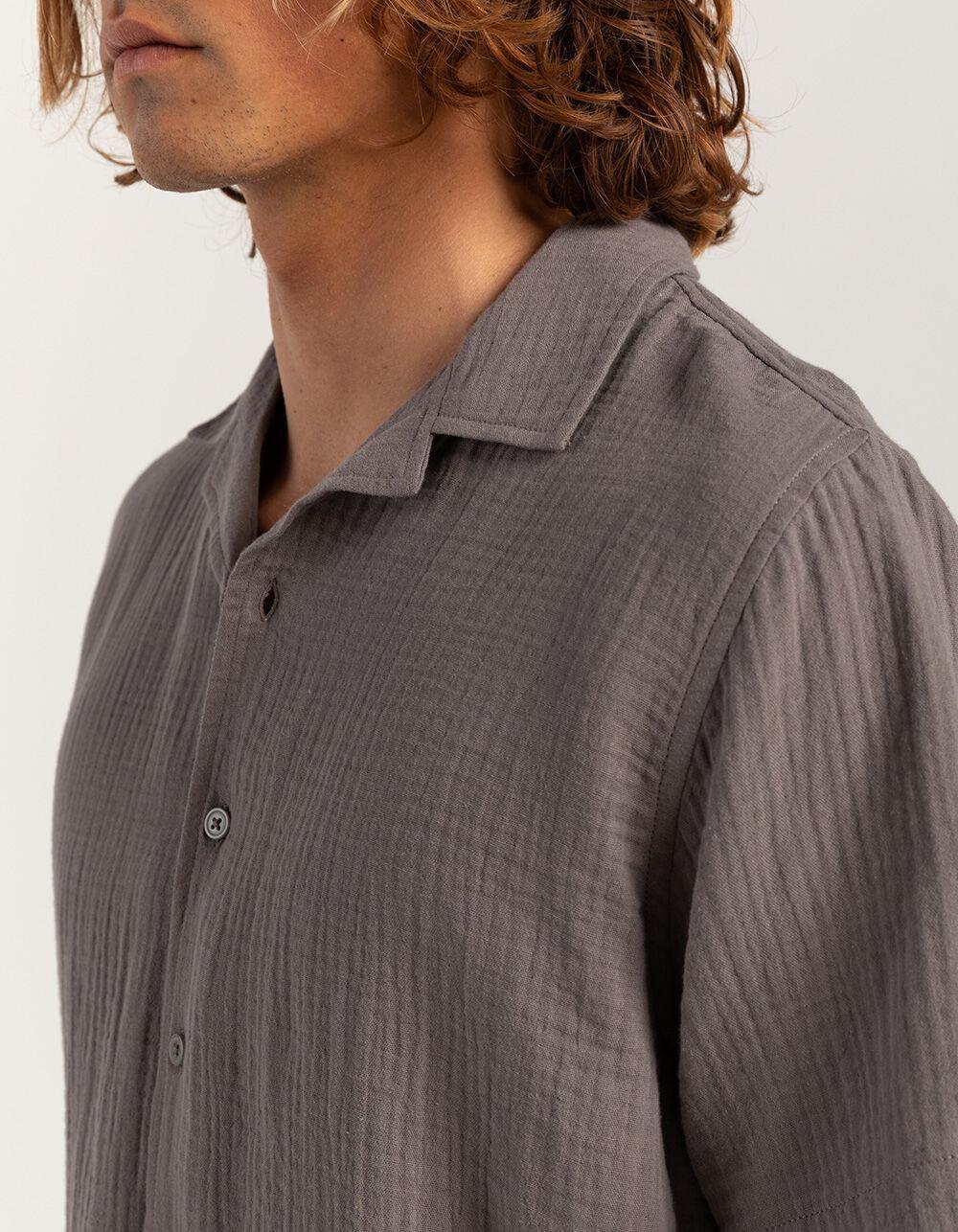 RSQ Mens Gauze Camp Shirt - DARK GRAY Product Image