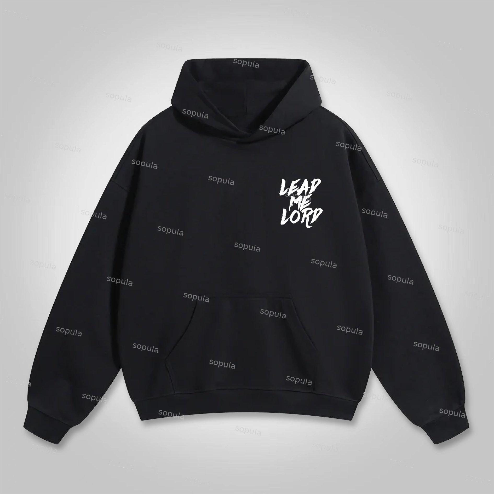 Sopula Lead Me Lord Slogan Graphics Cotton Pocket Hoodie Product Image