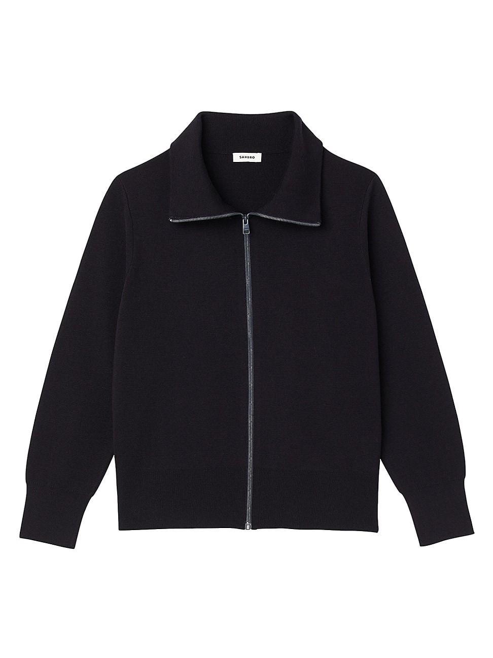 Sandro Zip Front Wool Cardigan Product Image