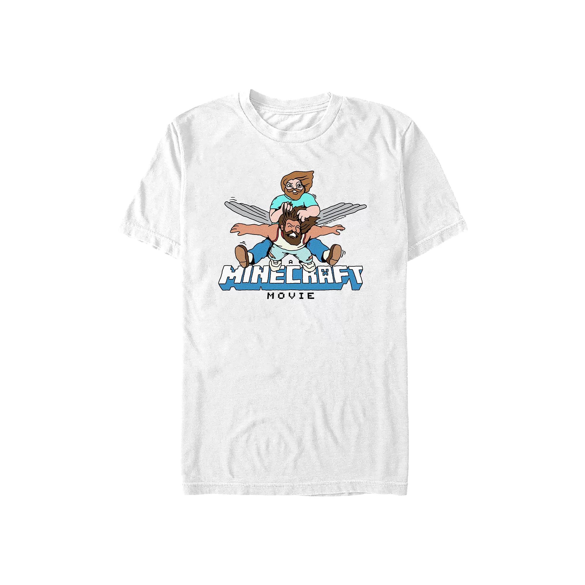 Men's Minecraft Movie Heroes Flying Graphic Tee, Size: XL, White Product Image