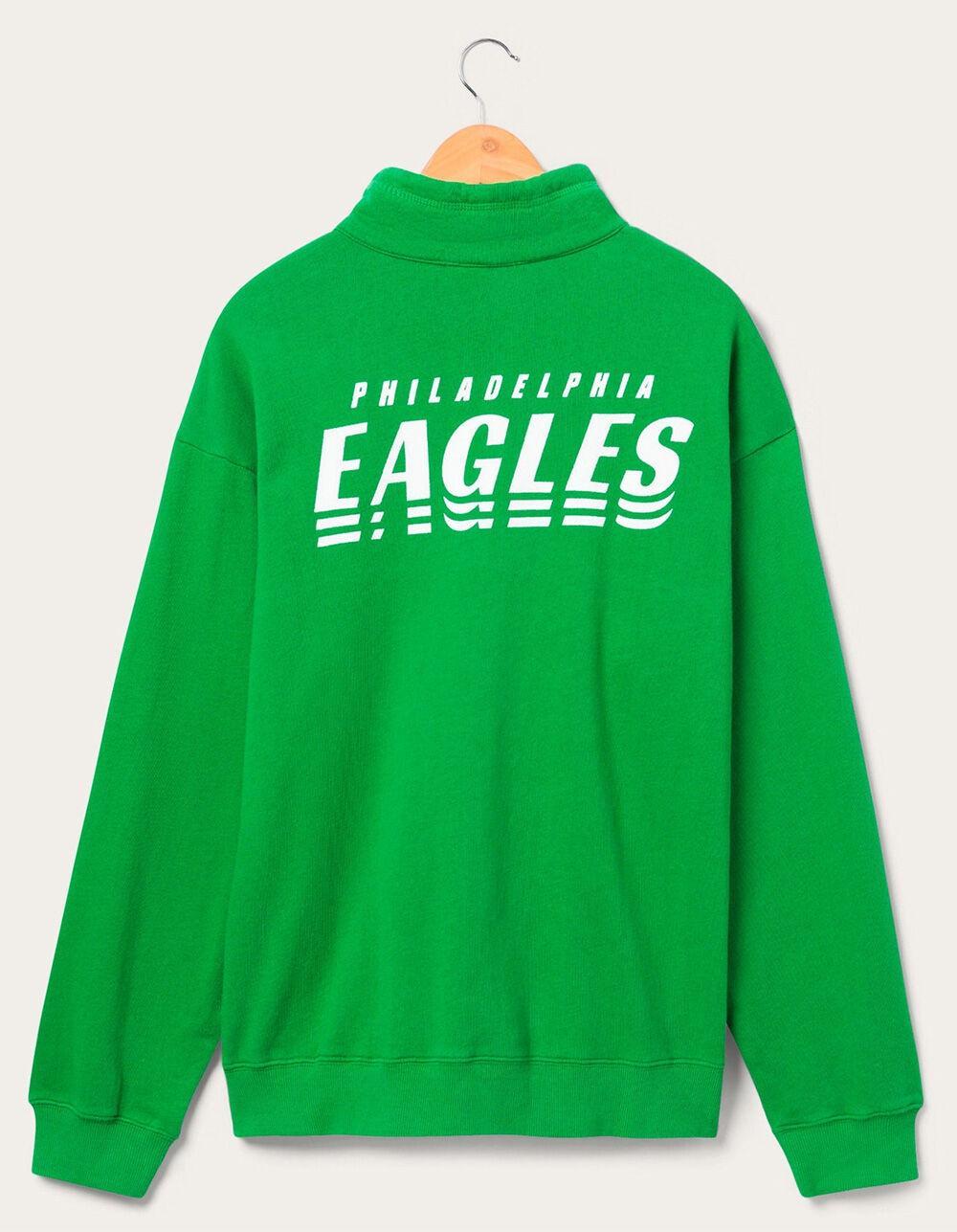JUNK FOOD Philadelphia Mock 1/4 Button Up Sweatshirt - GREEN Product Image