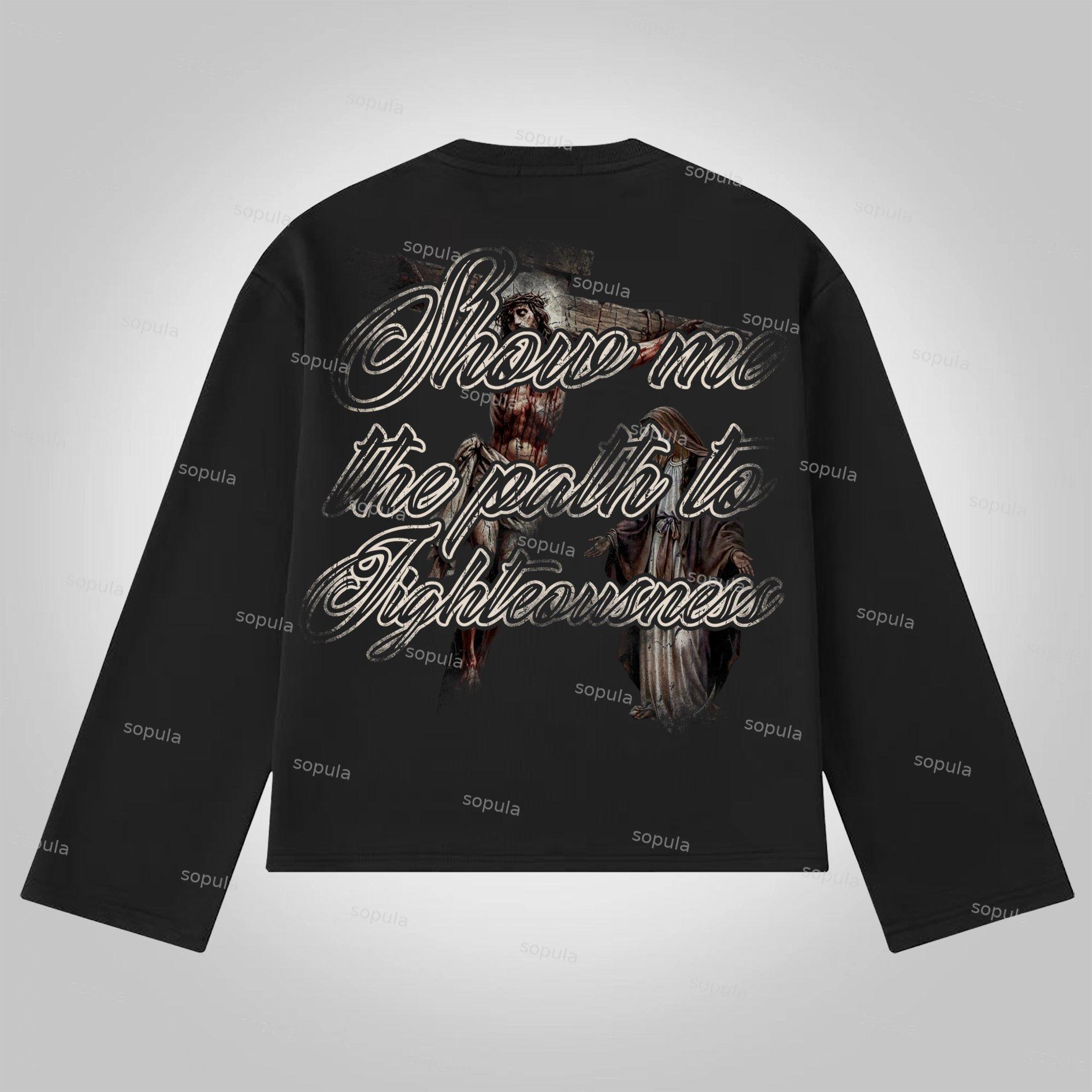 Sopula Lead Me Lord. Vintage Jesus Graphics Cotton Long Sleeve T-Shirt Product Image
