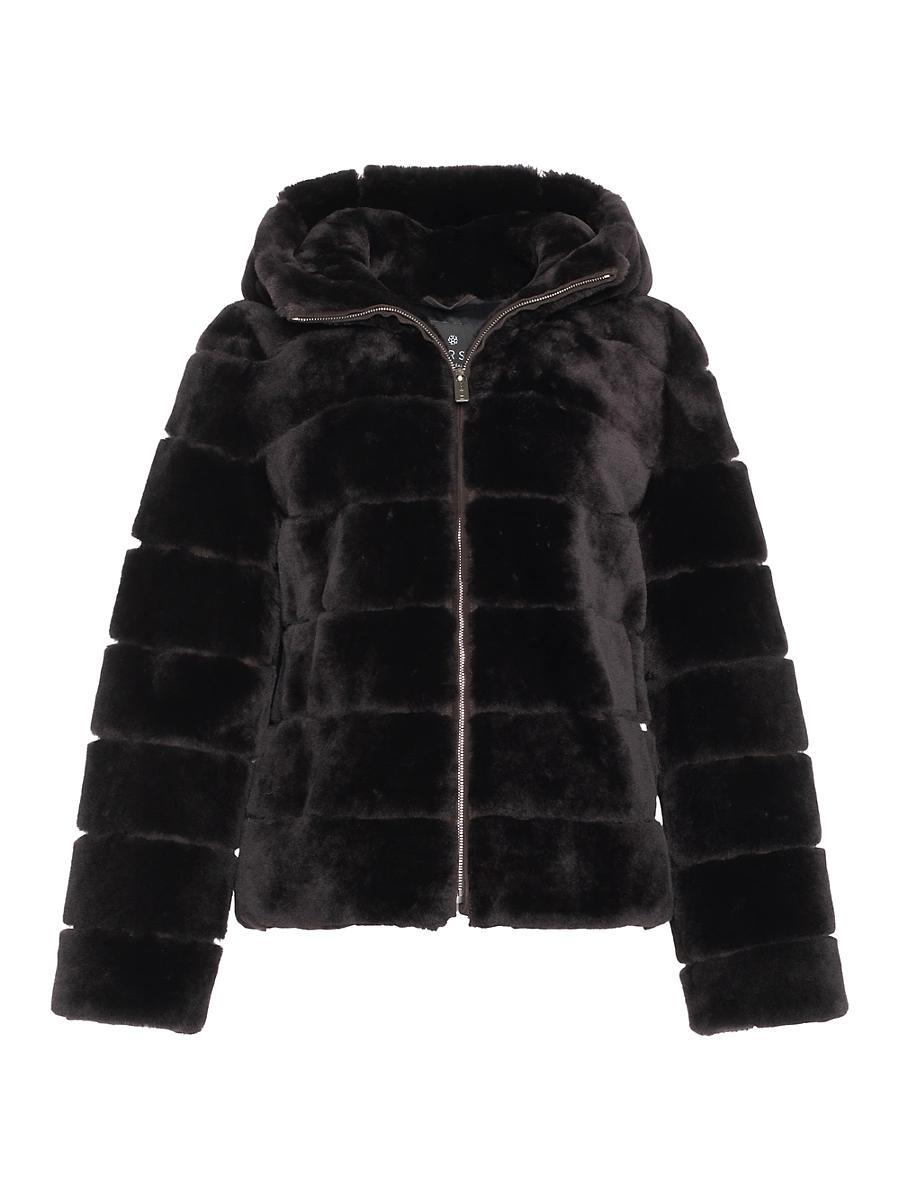 Womens Shearling Lamb Zip Jacket Product Image