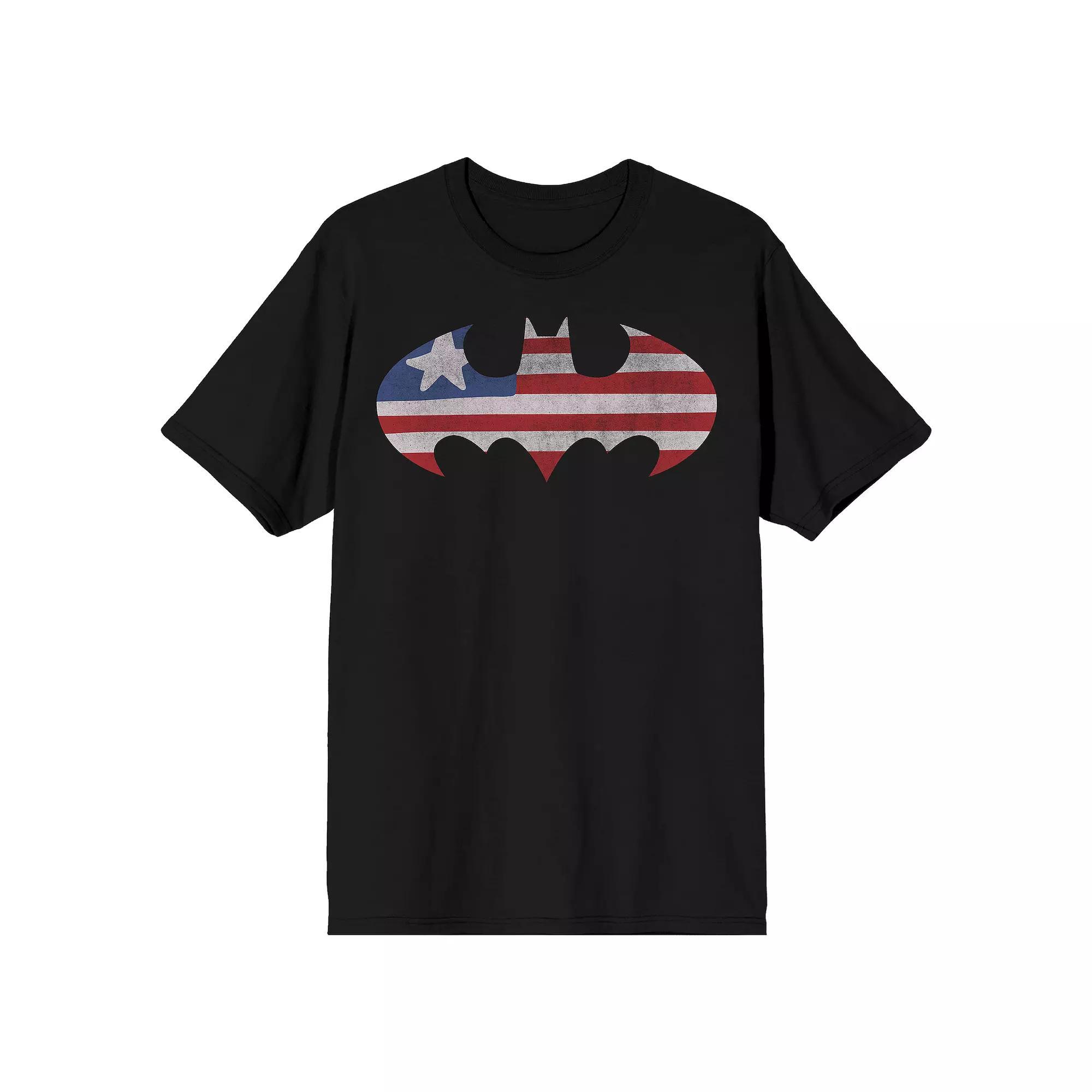 Men's Batman Red, White & Blue Graphic Tee, Size: Medium, Black Product Image