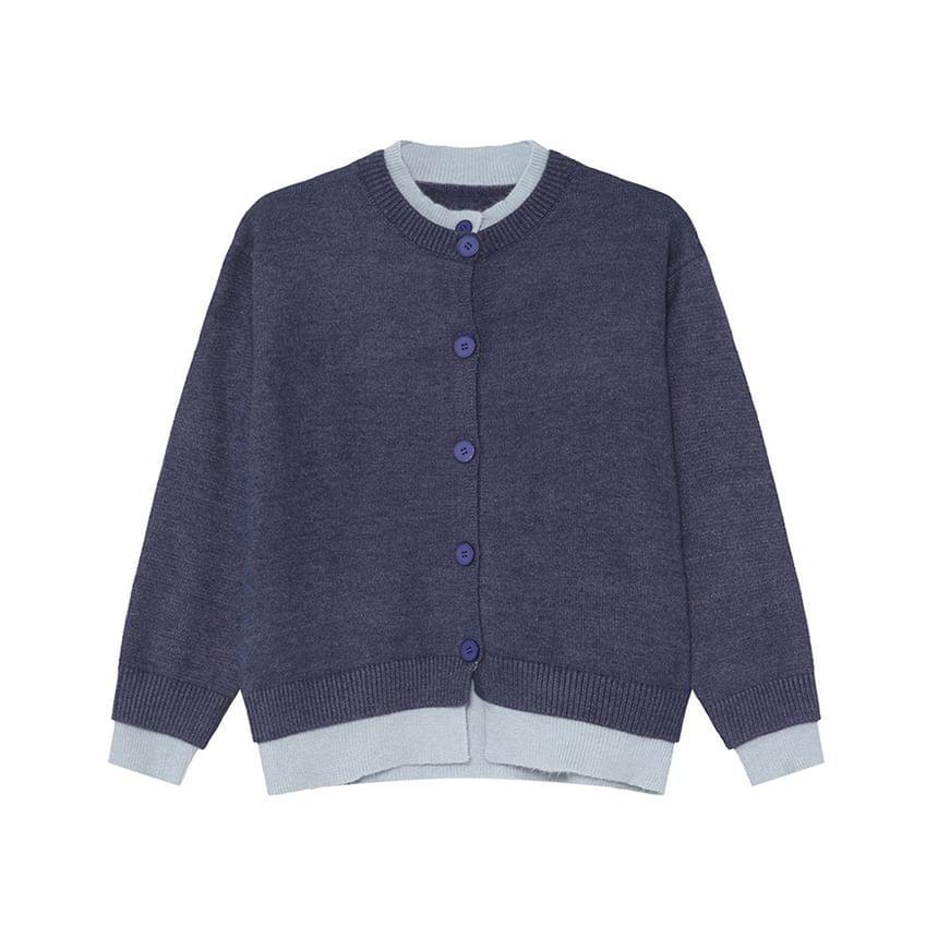Mock Two-Piece Two Tone Button-Up Cardigan Product Image