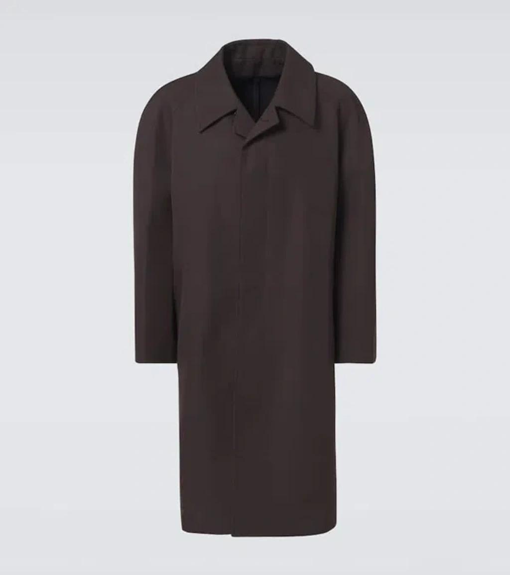 BLACK LONG TRENCH COAT IN SATIN Product Image