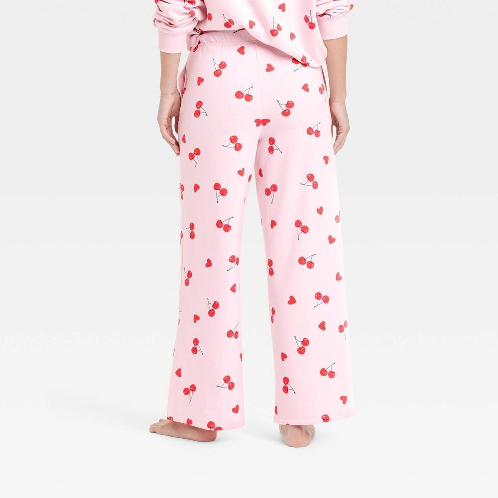 Women's Valentine's Day Cherry Hearts Printed Graphic Lounge Pants - Pink M Product Image