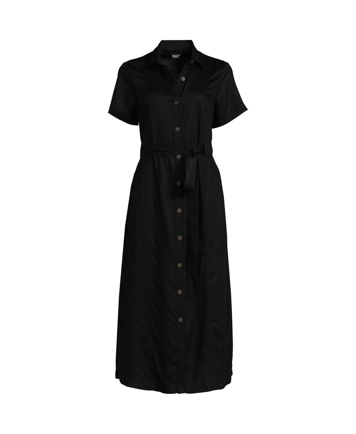 Womens Lands End Button-Front Midi Dress Product Image