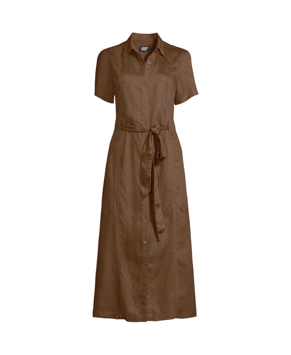 Womens Lands End Button-Front Midi Dress Product Image