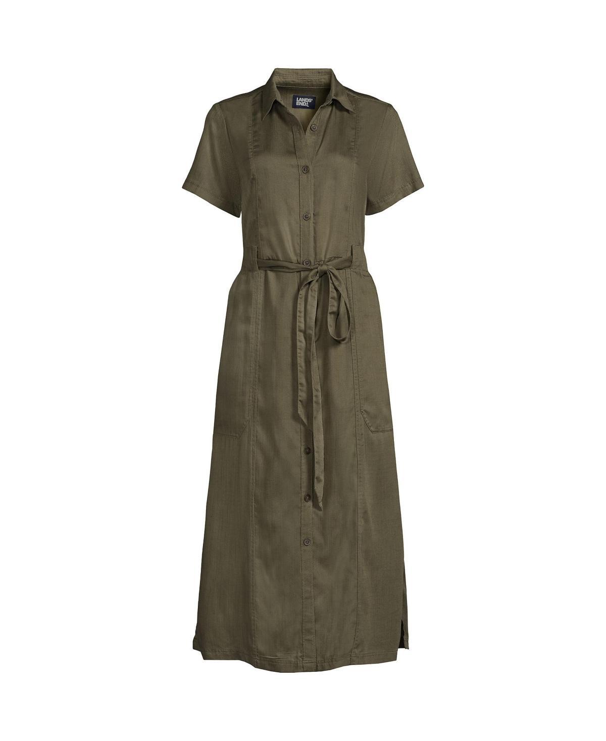 Womens Lands End Button-Front Midi Dress Product Image