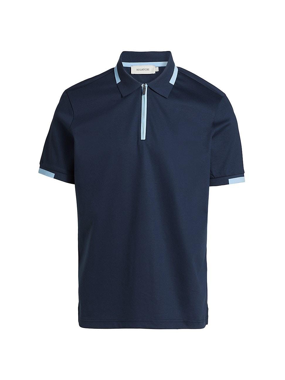 Mens Cotton Quarter-Zip Polo Shirt Product Image