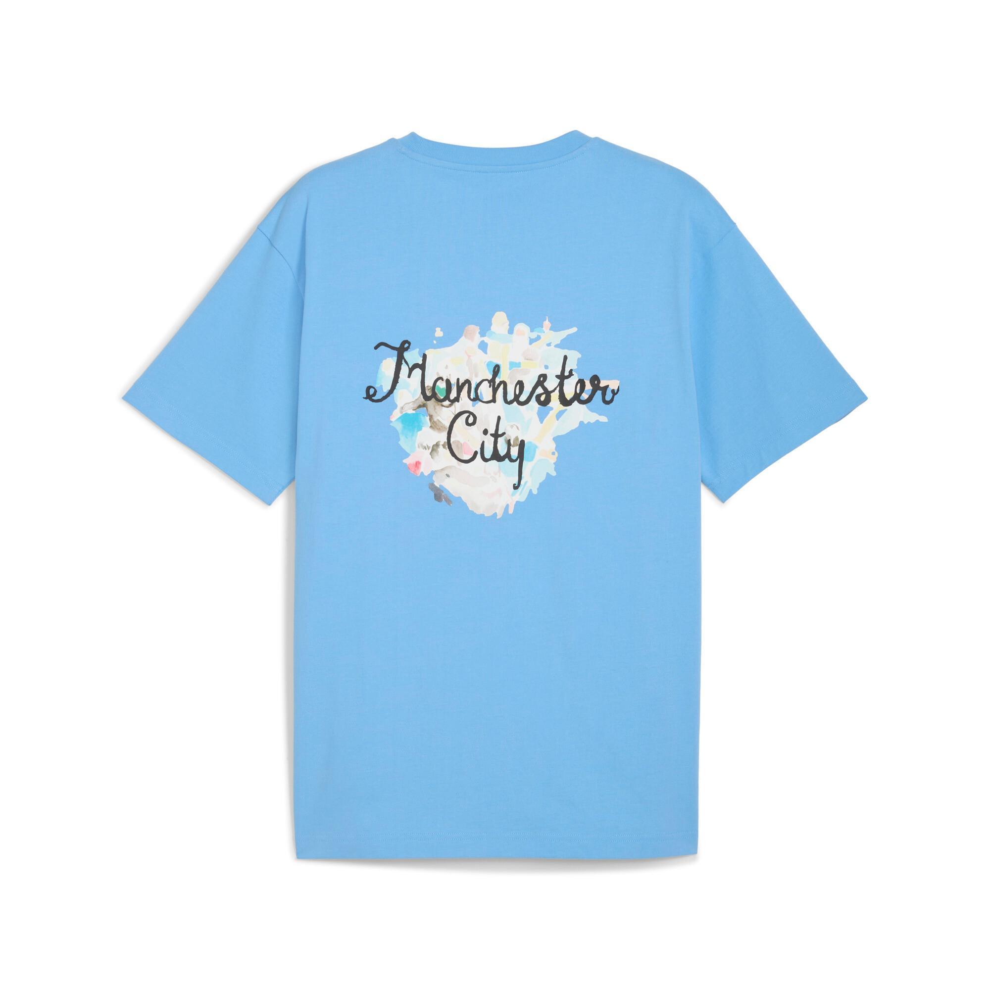 PUMA KIDSUPER x MANCHESTER CITY Graphic T-Shirt Men in Team Light Blue/Black Product Image