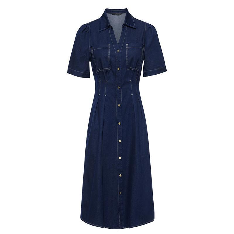 Gathered Waist Denim Mini Dress Product Image