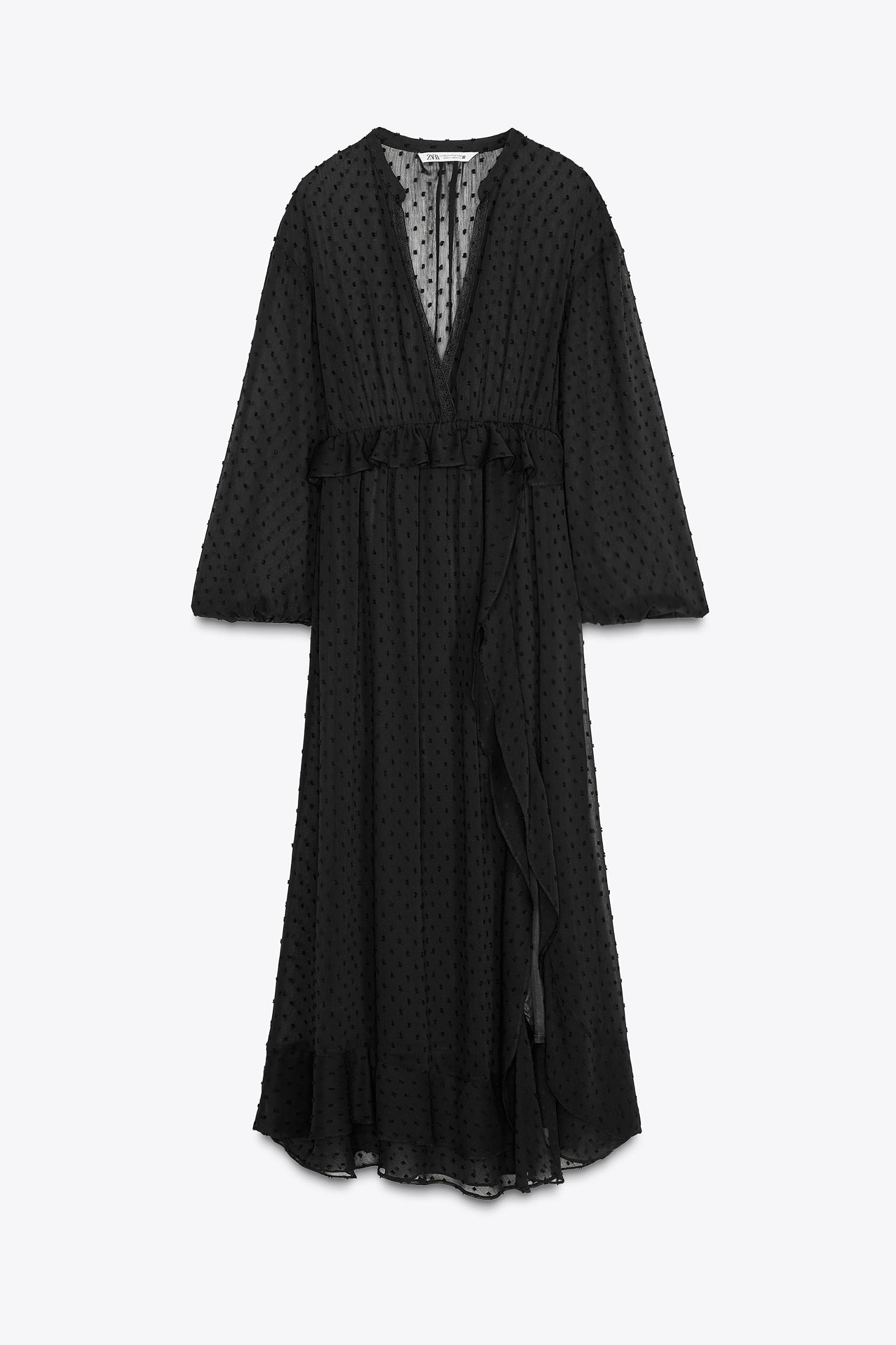 RUFFLED DOTTED MESH DRESS Product Image