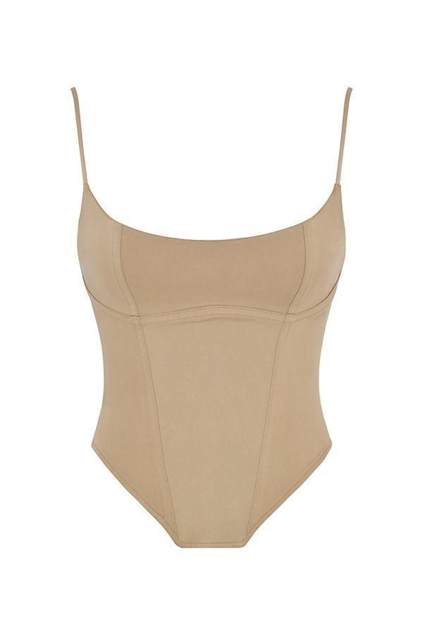Nisha  beige sculpting mini skirt Product Image