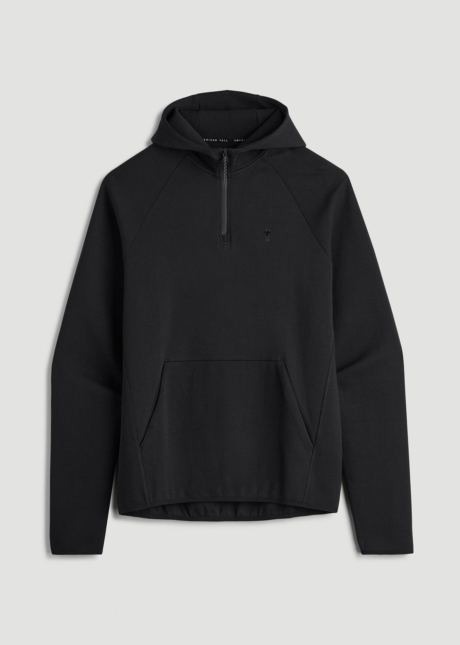 Utility Fleece Hooded Popover for Tall Men in Black Male Product Image