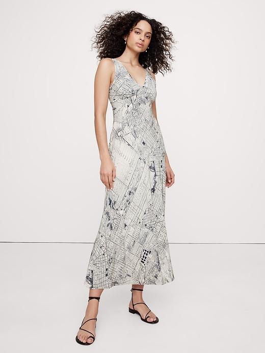 Bias-Cut Matte Silk Maxi Dress Product Image