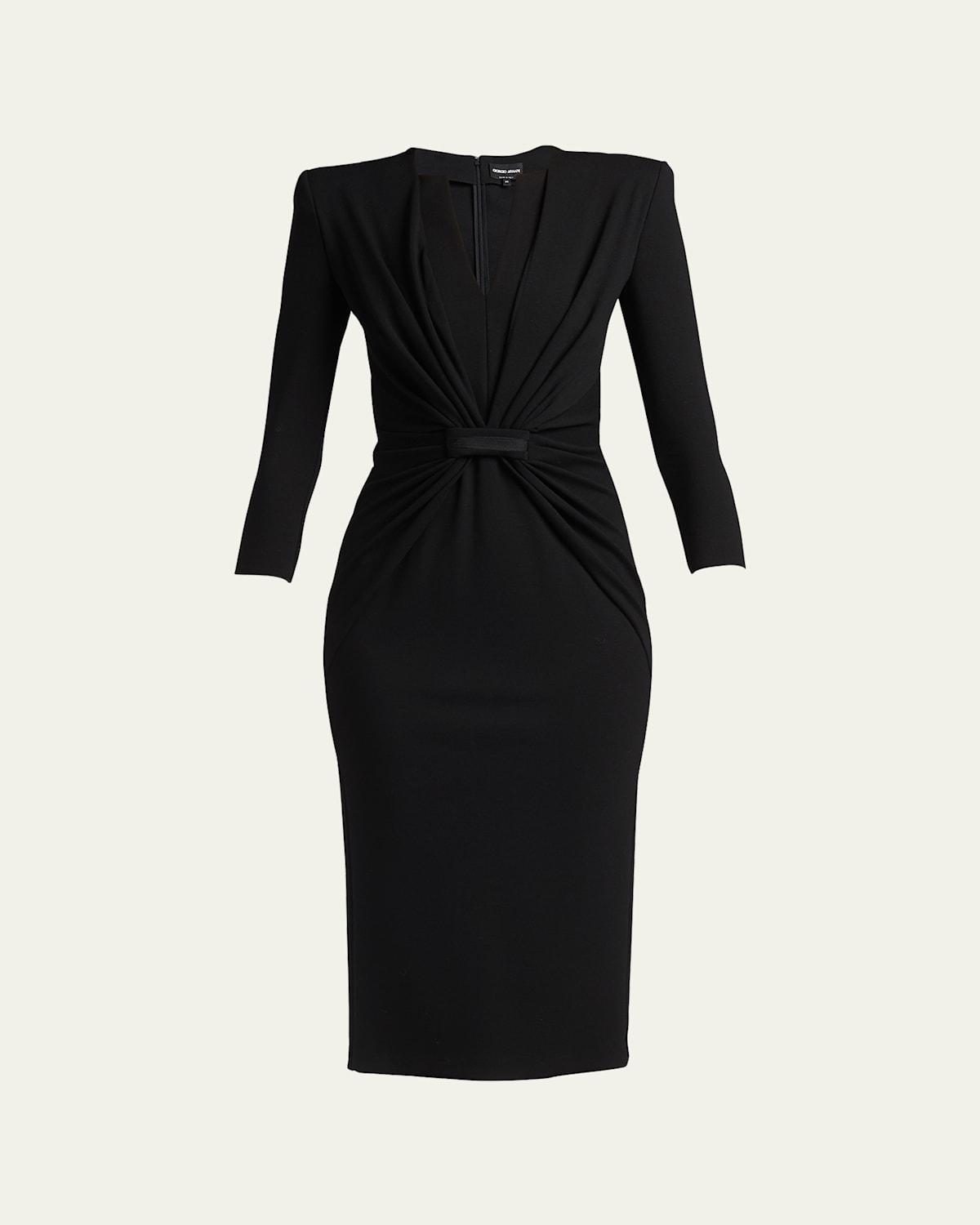 Draped Milano Stitch Midi Dress Product Image