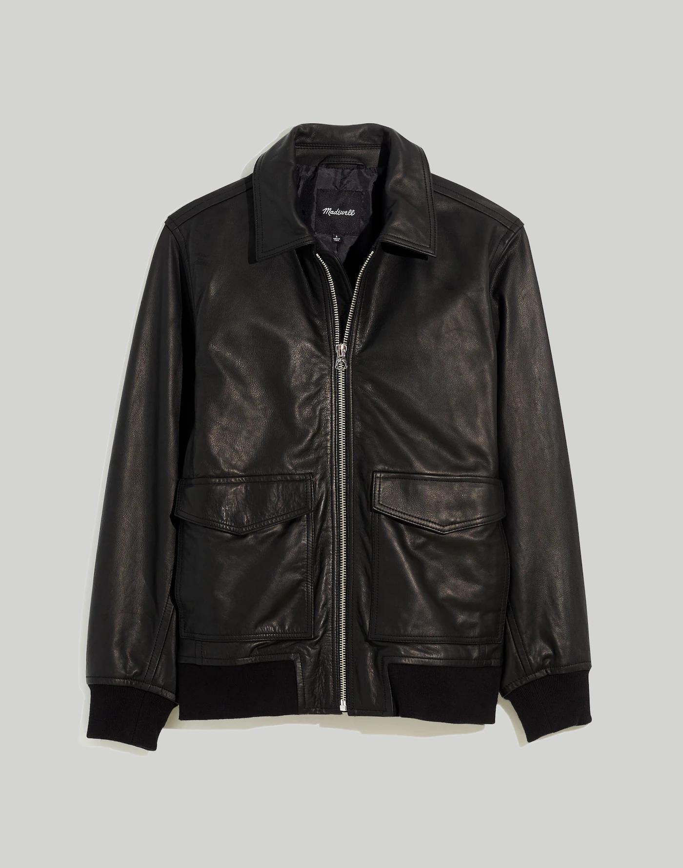 Leather Bomber Jacket Product Image