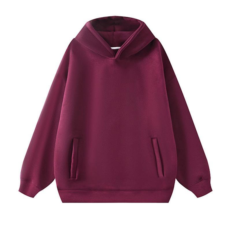 Drop Shoulder Plain Oversized Hoodie Product Image