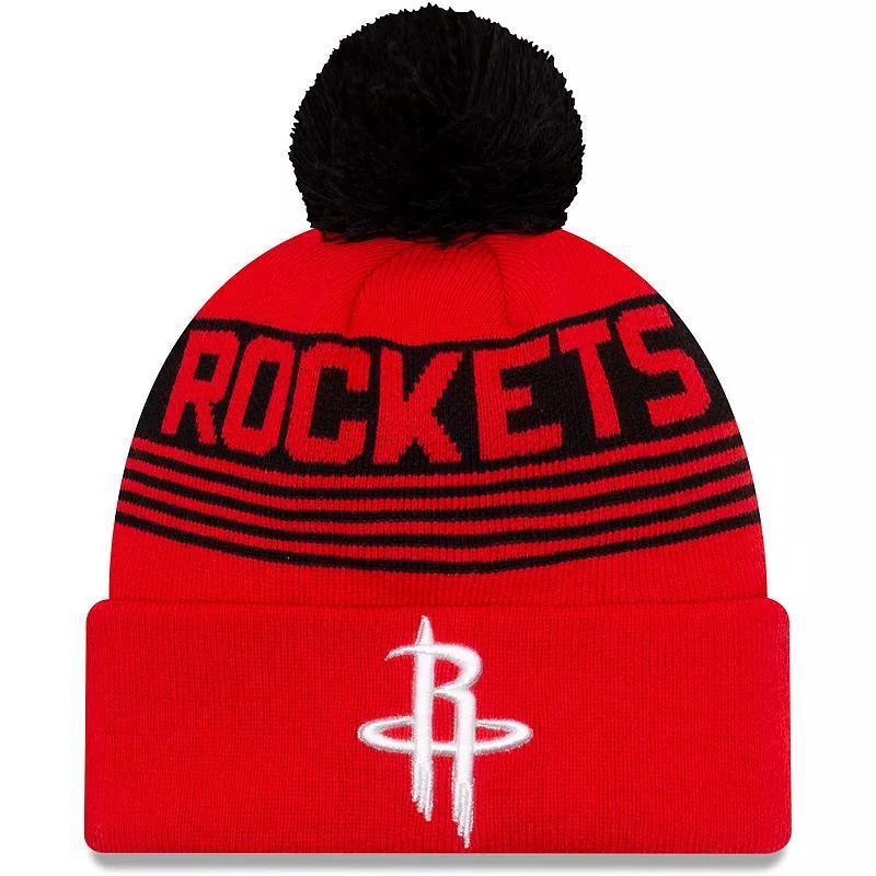 Mens New Era Houston Rockets Proof Cuffed Knit Hat with Pom Product Image
