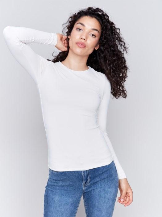 L/S Crew neck tee double cloth top Product Image