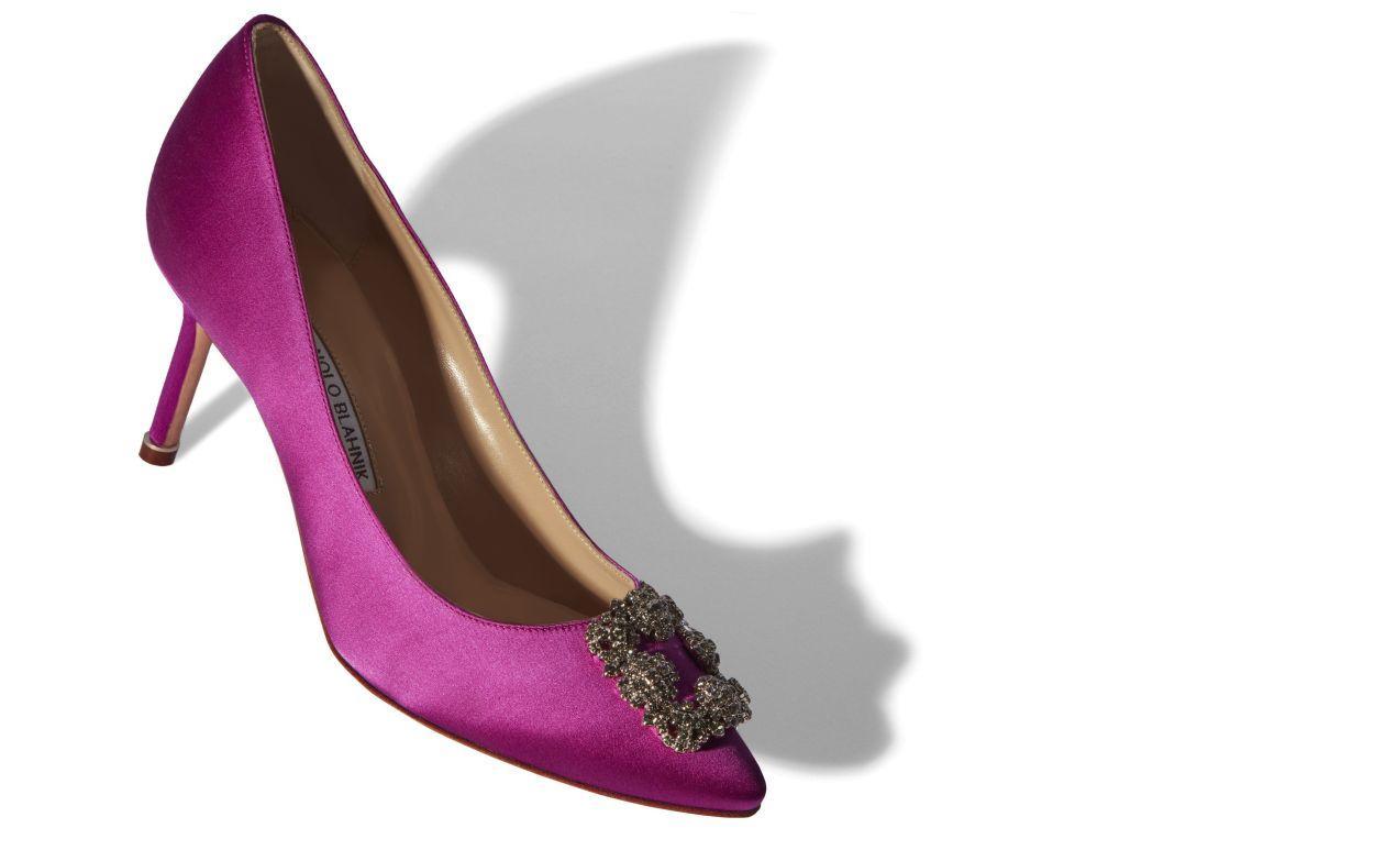 HANGISI 70 Black Satin Jewel Buckle Pumps Product Image