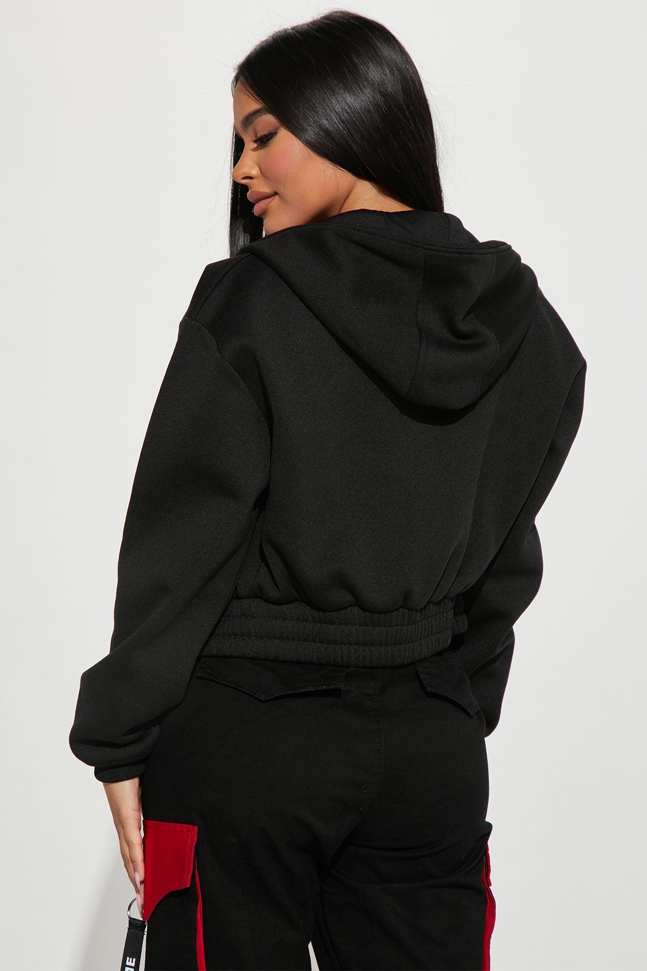 Bulls Cropped Zip Hoodie - Black Product Image
