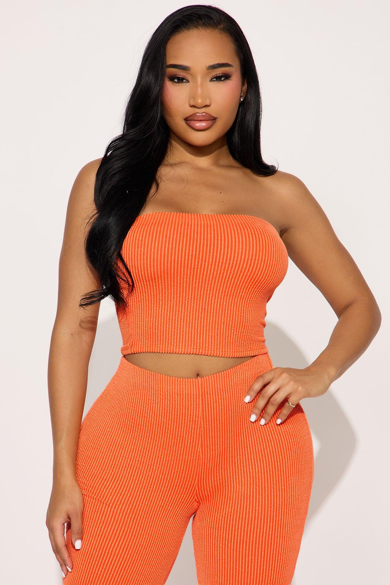 Reya Ribbed Pant Set - Orange Product Image