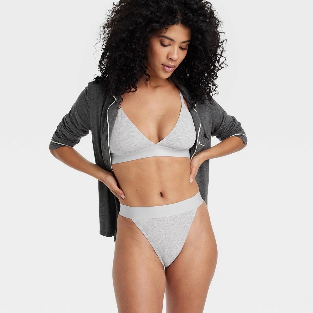 Women's Cotton Stretch Hi-Cut Cheeky Underwear with Elastic Waist - Auden™ Gray L Product Image