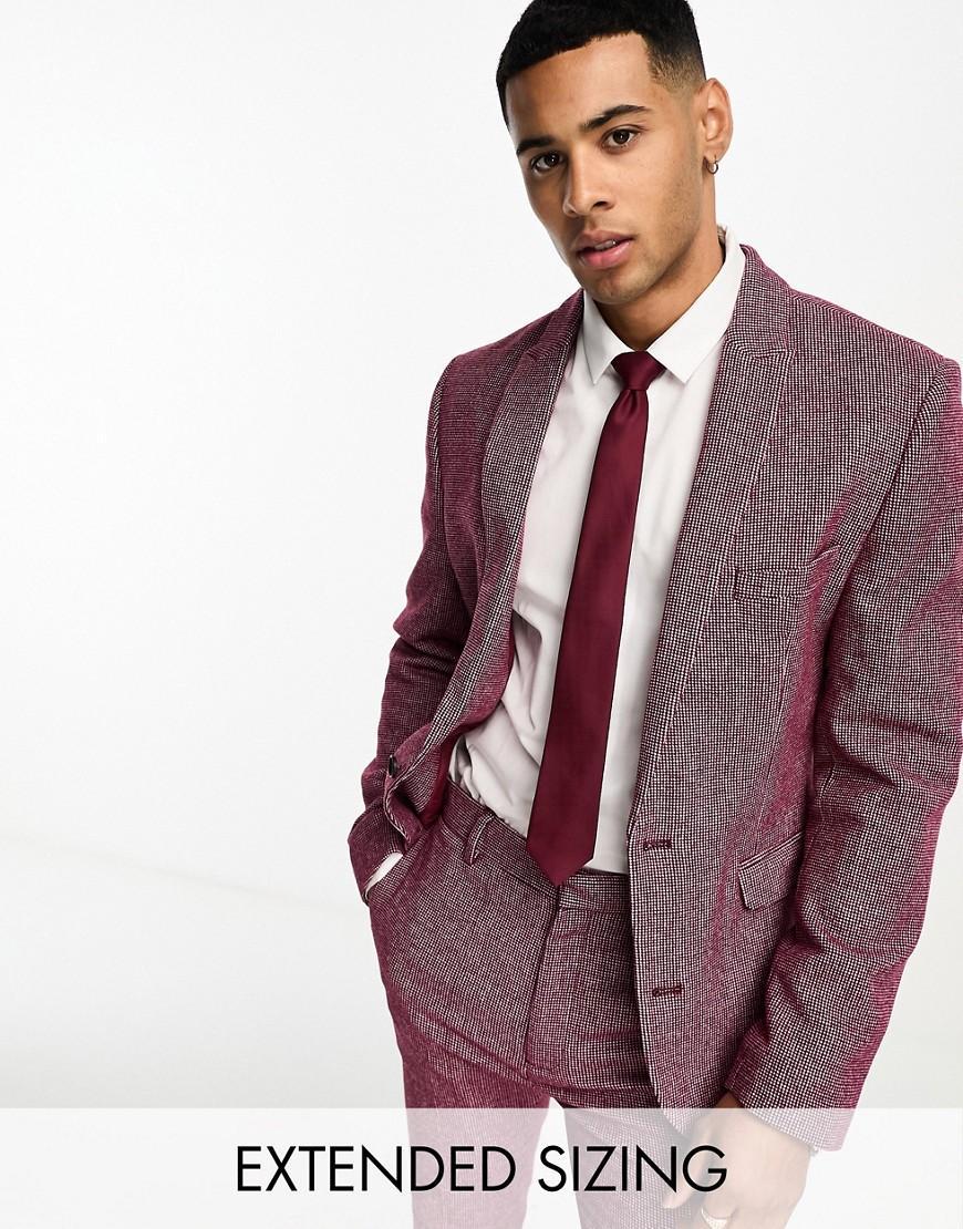 ASOS DESIGN Wedding super skinny wool mix puppytooth suit jacket Product Image