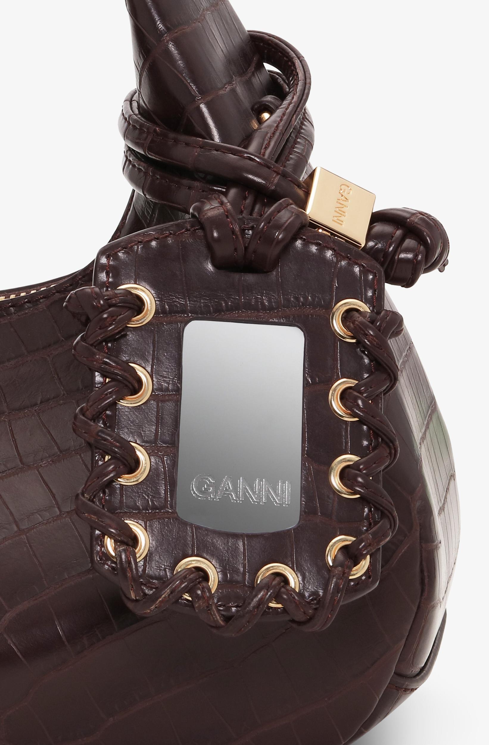 Brown Croco Mini Hobo Bag Product Image