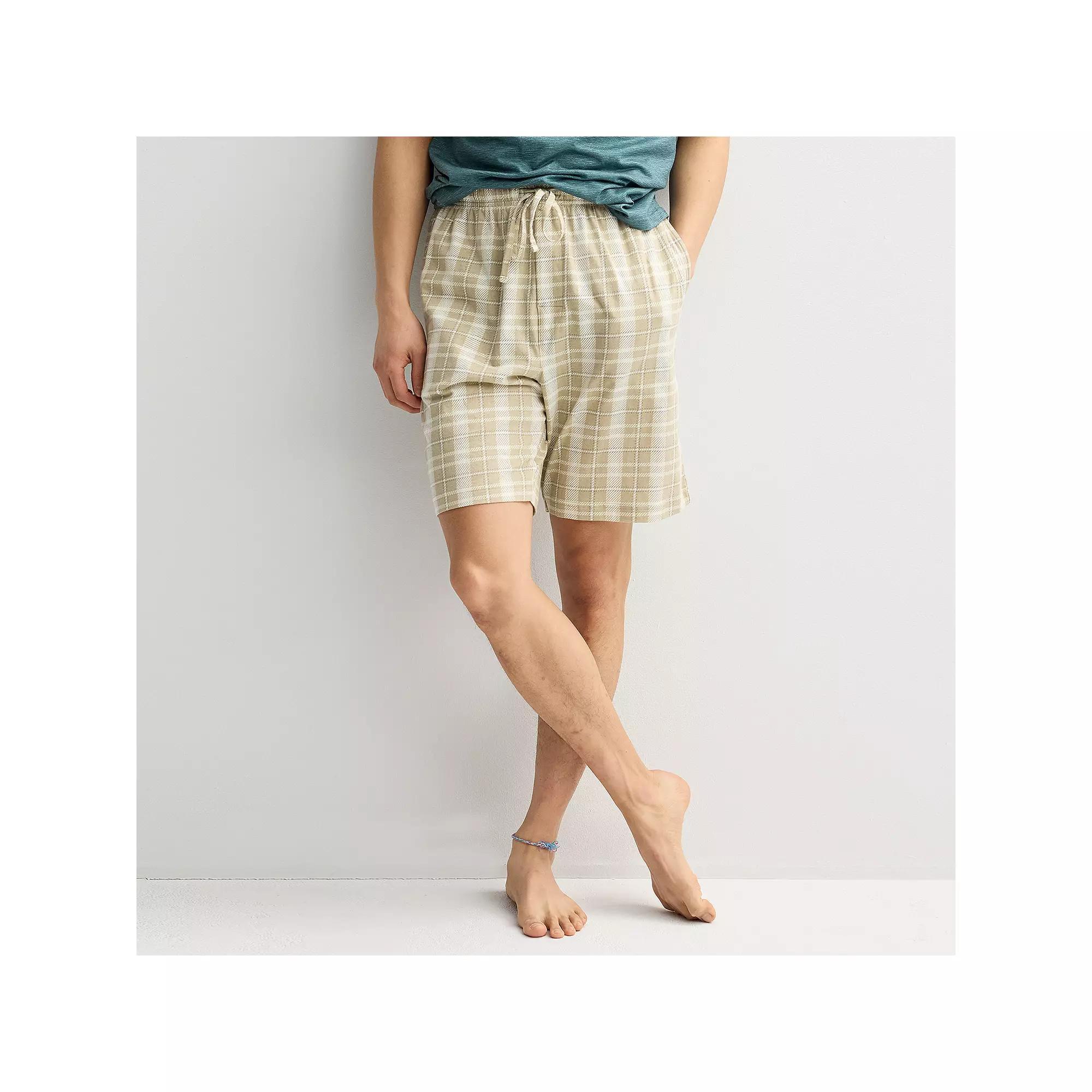 Men's Sonoma Goods For Life® Knit Pajama Shorts, Size: Medium, Plaid Green Product Image