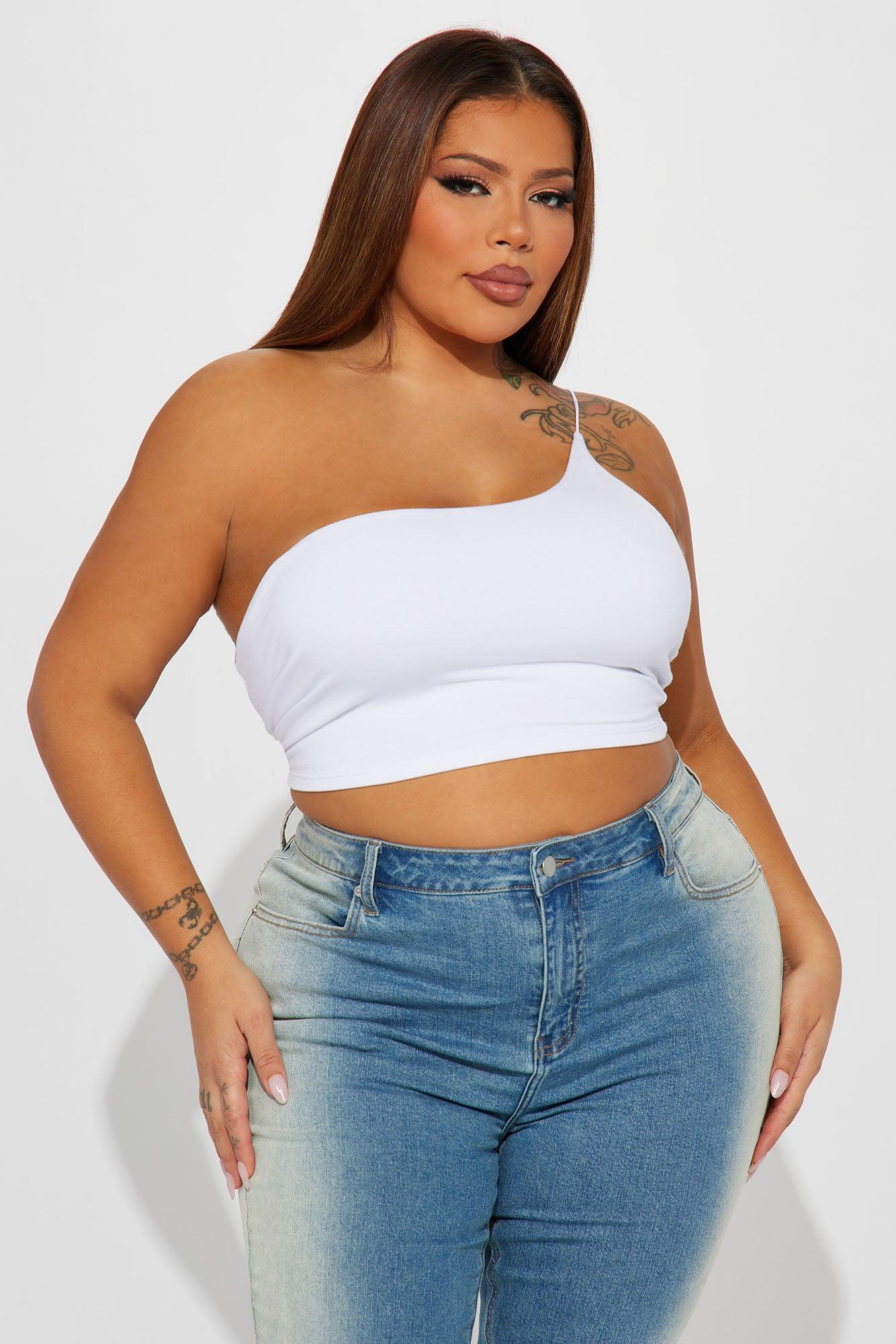 Selena One Shoulder Crop Top - White Product Image