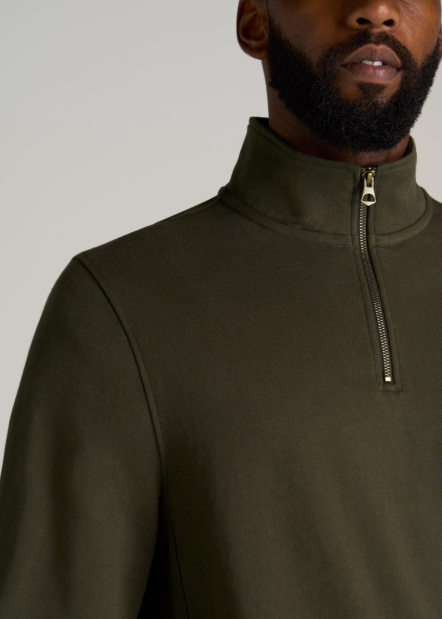 LJ&S Heavyweight Quarter-Zip Men's Tall Pullover in Vintage Thyme Green Product Image