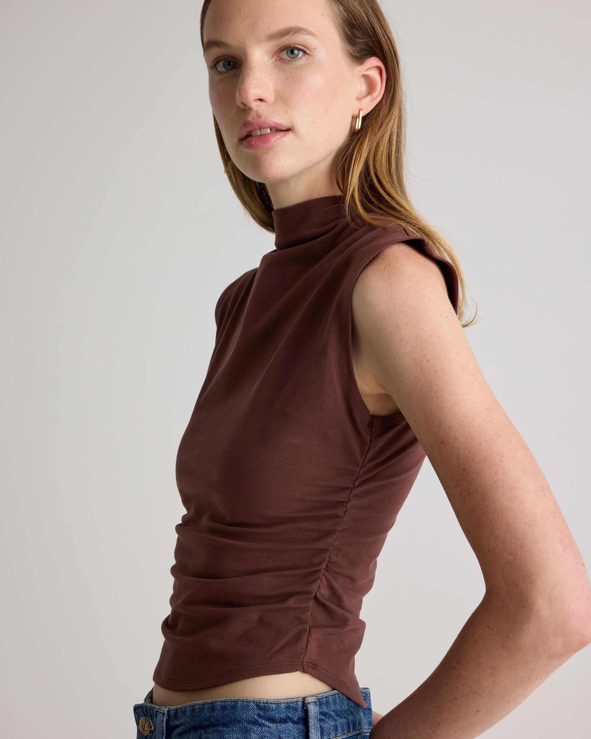 Quince | Women's Stretch Cotton Jersey Sleeveless Mock Neck Top Size XL, Organic Cotton Product Image