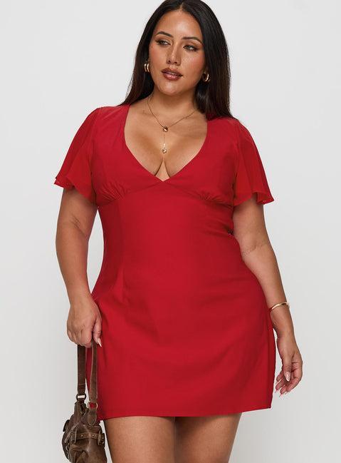 Florie Corset Mini Dress Red Curve Product Image