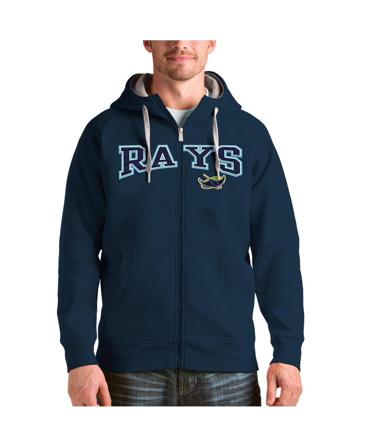 Antigua Mens Navy Tampa Bay Rays Team Logo Victory Full-Zip Hoodie Product Image