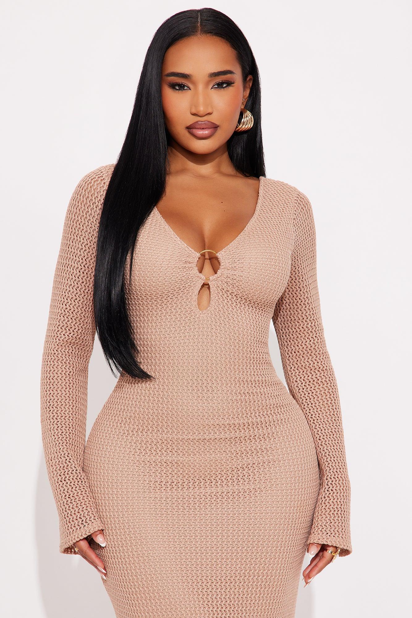 Find Me Poolside Crochet Maxi Dress - Mocha Product Image