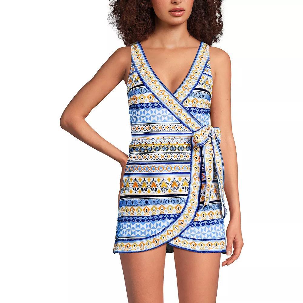 Women's Lands' End Side Tie Mini Swim Dress Swimsuit, Size: 4, Dark Red Product Image