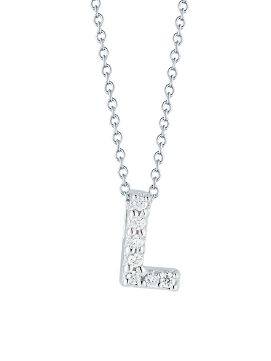 Roberto Coin 18K White Gold Initial Love Letter Pendant Necklace with Diamonds, 16 Product Image