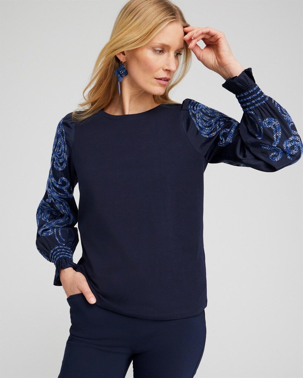 Embroidered Sleeve Top Product Image